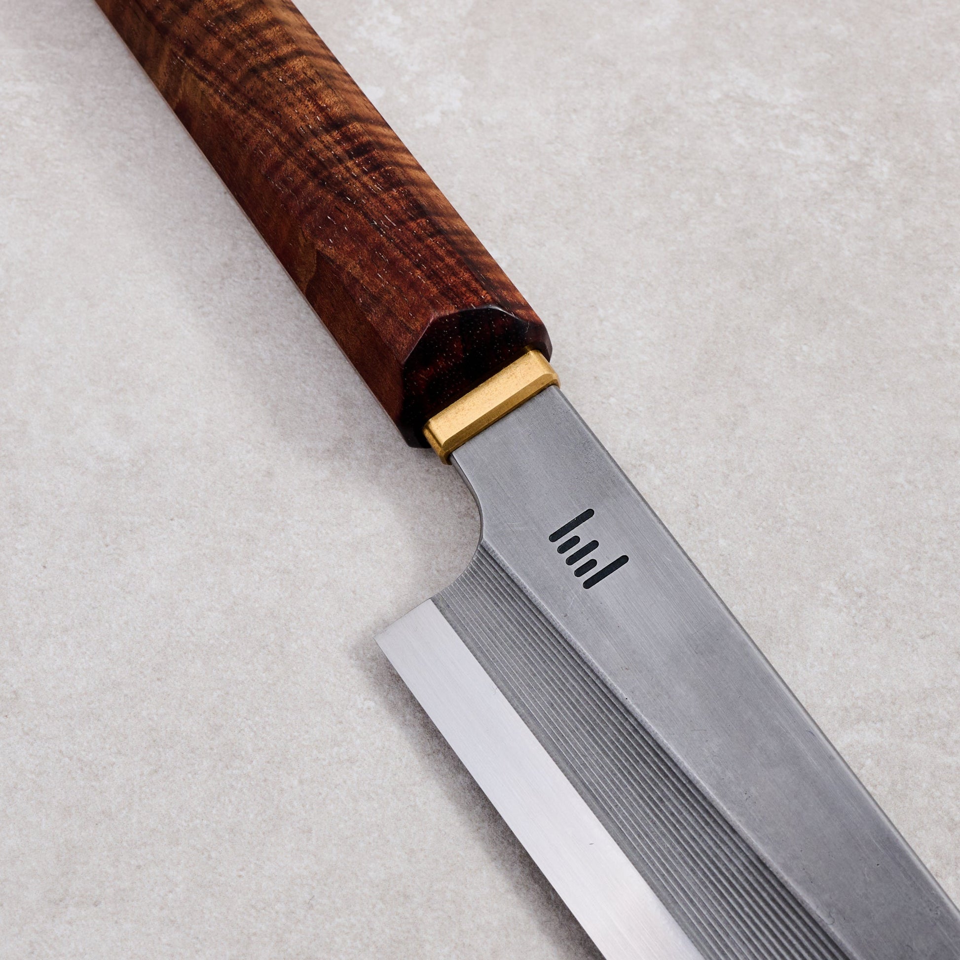 Slicer 265mm Ornamental Fluted S-Grind Blackwood and Brass – side profile