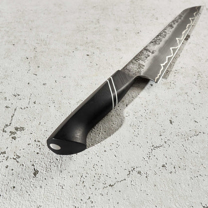 Martin Huber Slicer 200mm 1.2842 San Mai with Nickel Inlay with G10 Carbon Handle - Handle