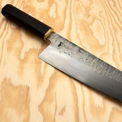 Spåre X OB Gyuto 220mm Modern Wrought Aogami Super Core – handle detail