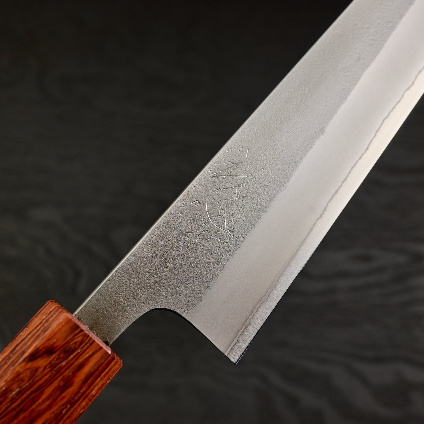 Sujihiki 240mm Nashiji Shirogami #2 with Mono Rosewood Handle – side profile