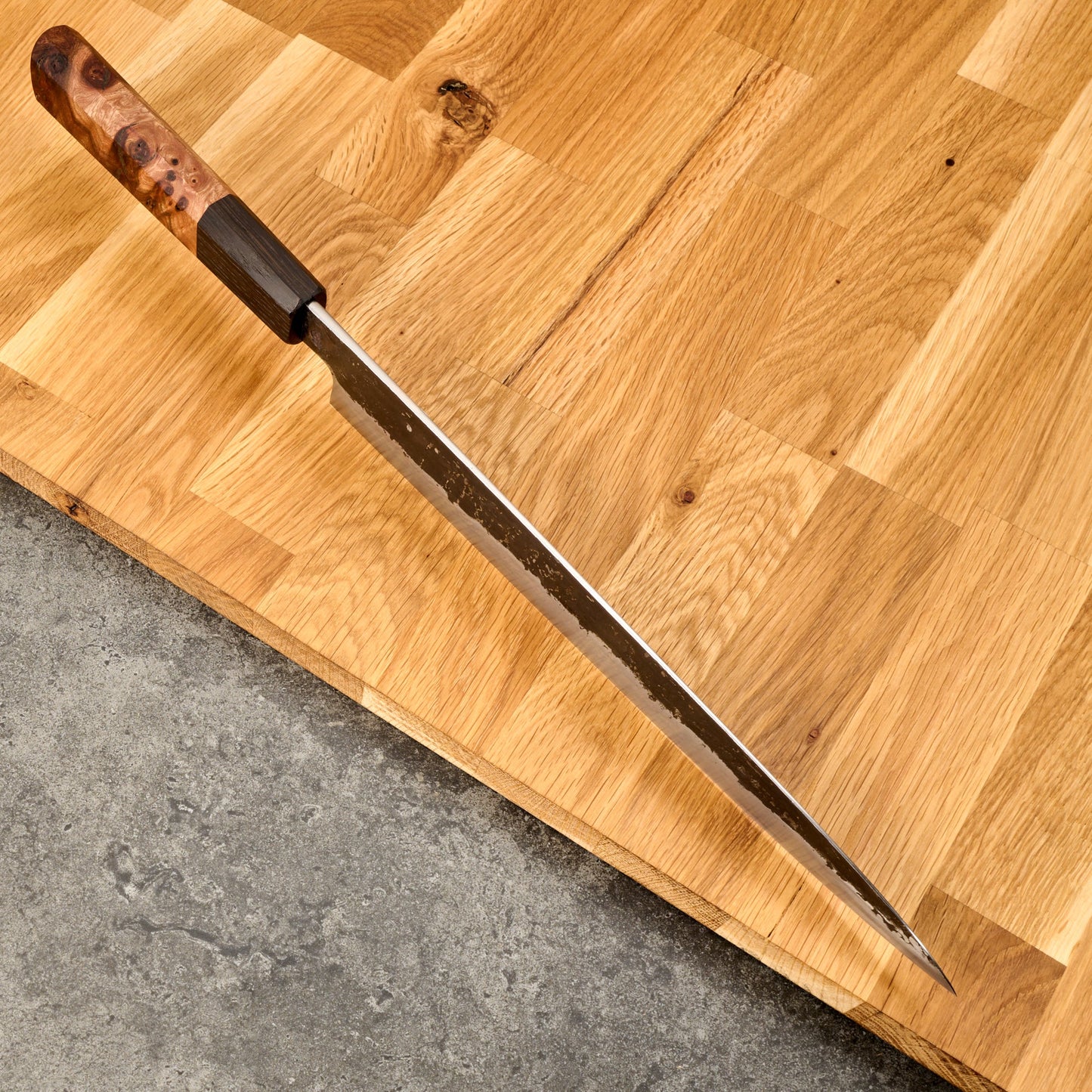 Sujihiki 270mm Suminagashi Clad 135Cr3 Ku Kasumi – handle detail