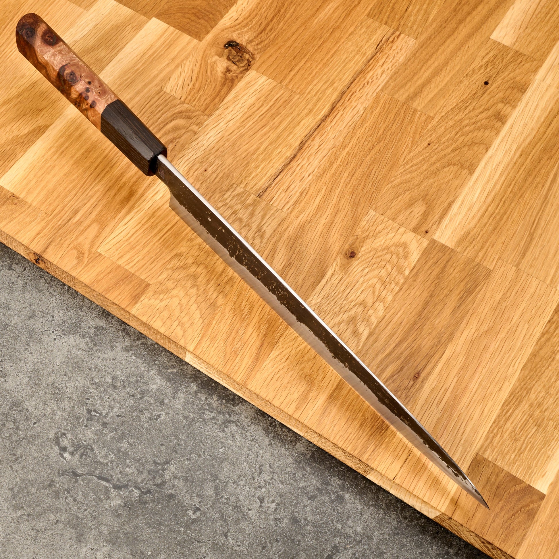 Sujihiki 270mm Suminagashi Clad 135Cr3 Ku Kasumi – handle detail