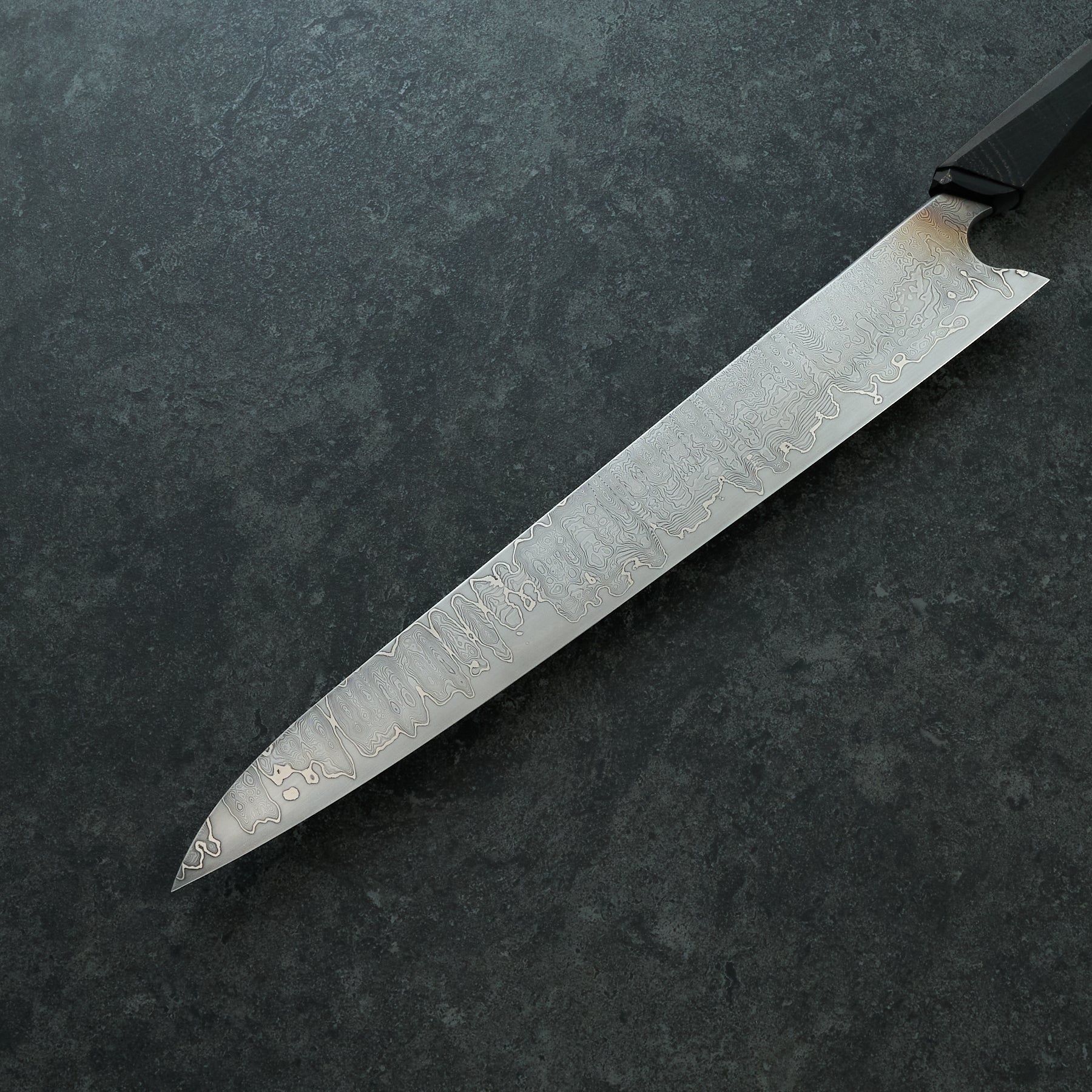 Sujihiki 265mm 'Foighne' Damasteel Concentric & Apex Ultra – detail view