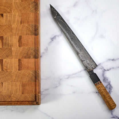 Sujihiki 300mm Damascus Clad 1.2519 Go Mai – blade close-up