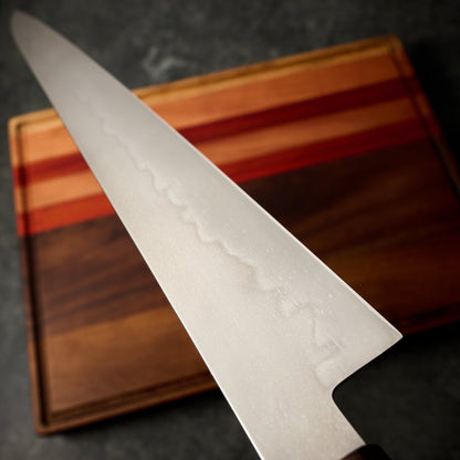 Sujihiki 305mm Honyaki 135Cr3 Rosewood & Imitation Ivory – handle detail