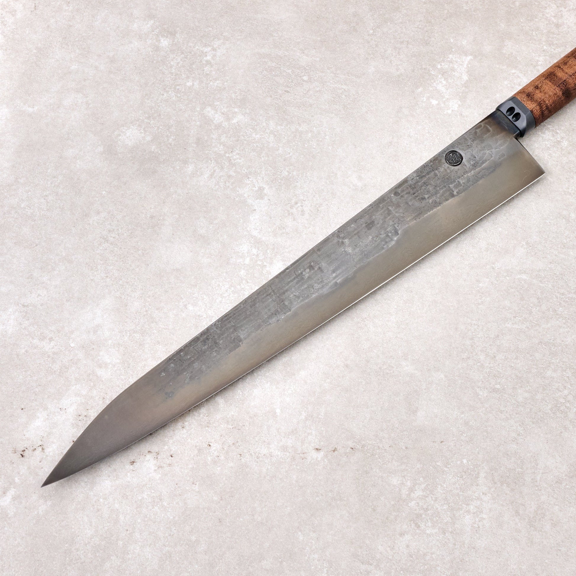 Sujihiki 335mm Wave Blackout Short-Neck 1.2519 – handle detail