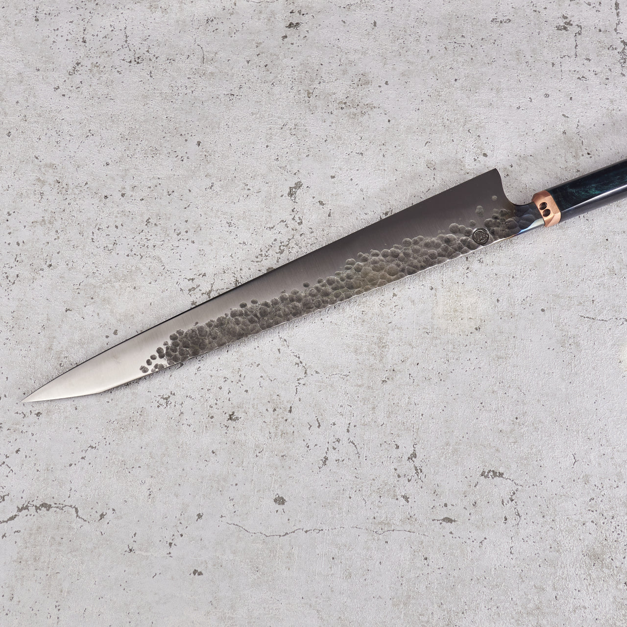 Kamon Knives Sujihiki 340mm Denty Kurouchi 1.2519 - Profile
