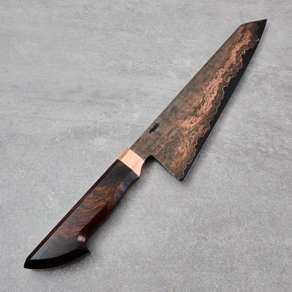 Gyuto 230mm Copper Etched Wrought SanMai SheffCut Core – detail view
