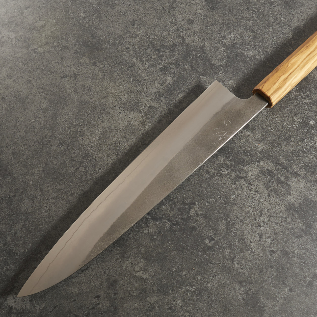 Yoshikane SKD Gyuto 240mm with Mono Olive Wood Handle - Profile