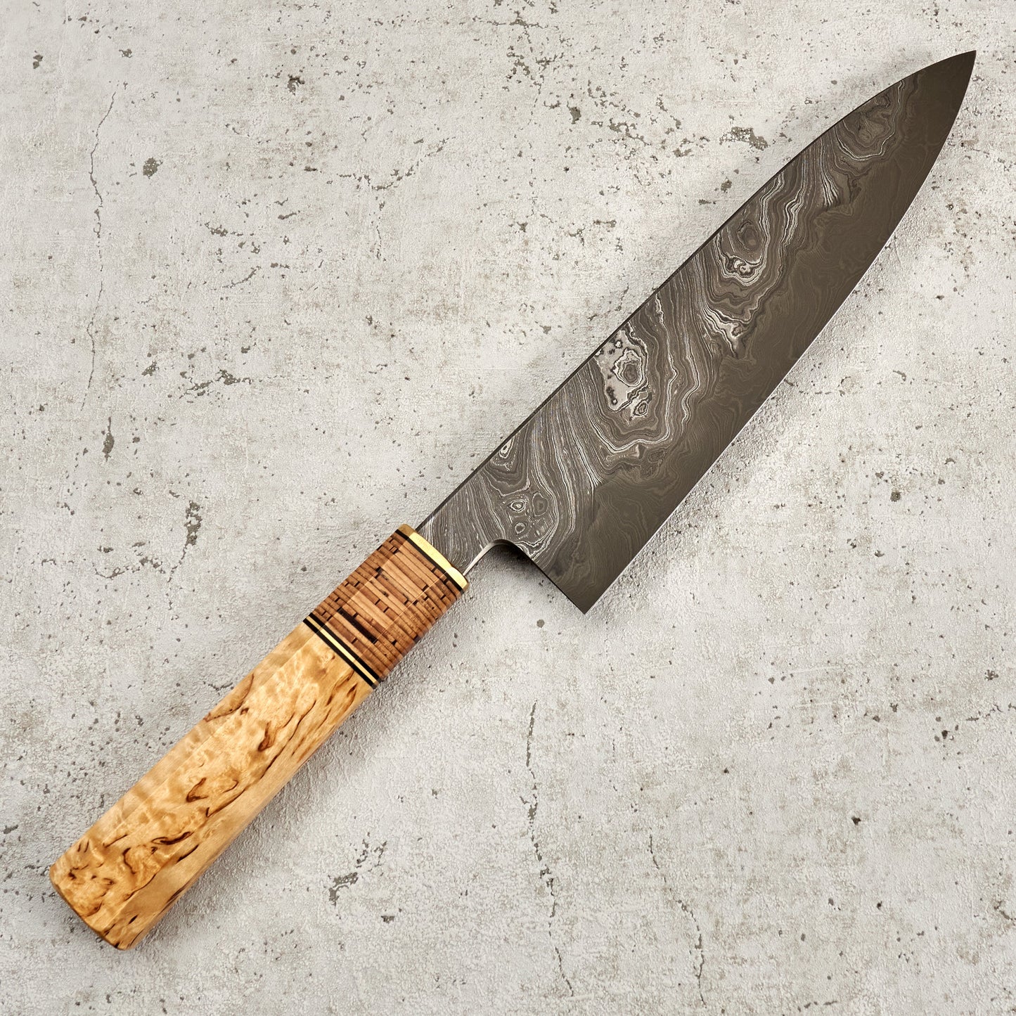 Gyuto 240mm Yuzen Damascus San Mai – side profile