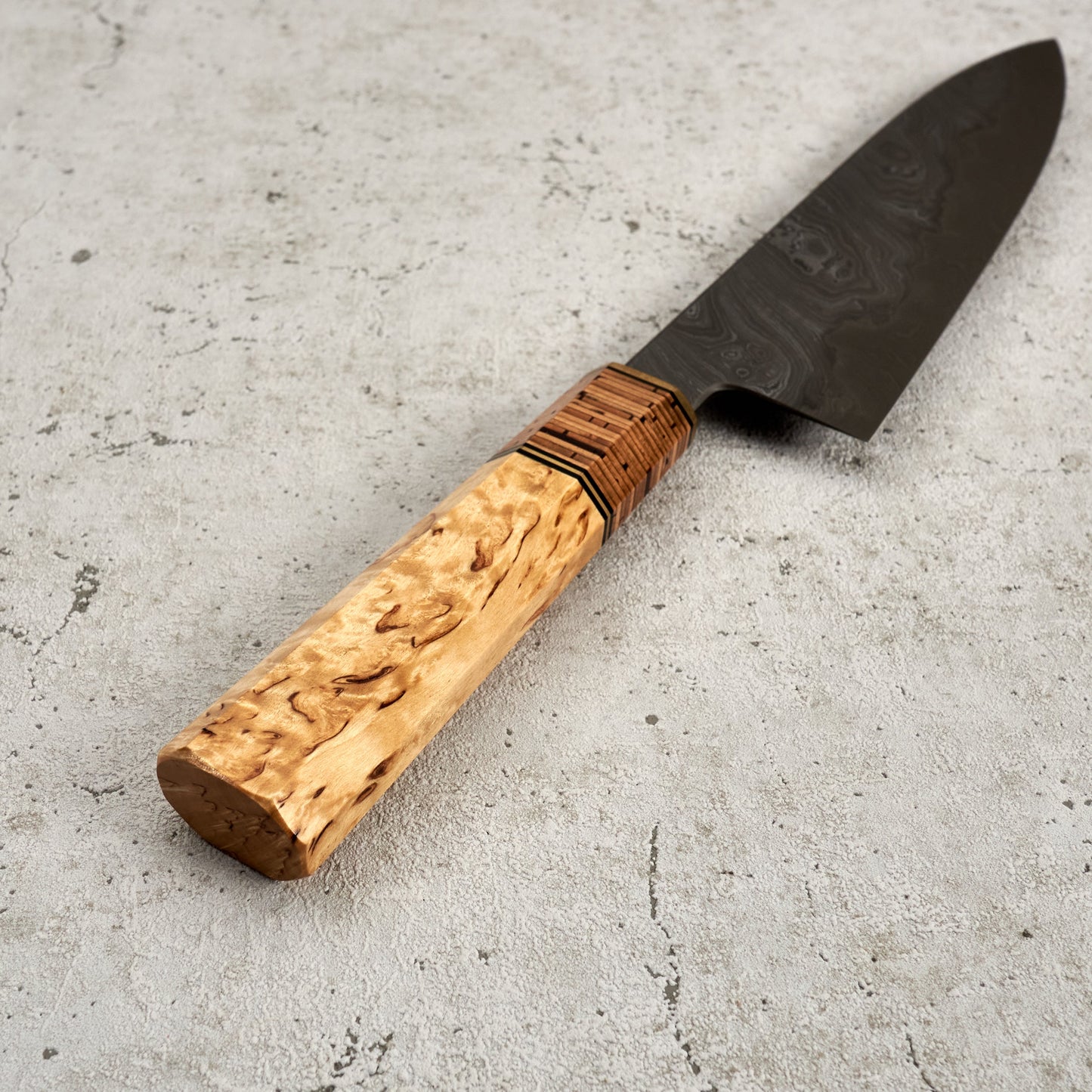 Gyuto 240mm Yuzen Damascus San Mai – blade close-up