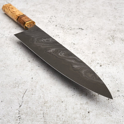 Gyuto 240mm Yuzen Damascus San Mai – detail view