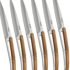 deejo Steak Knife MIrror Finish Olive Wood Handle full set