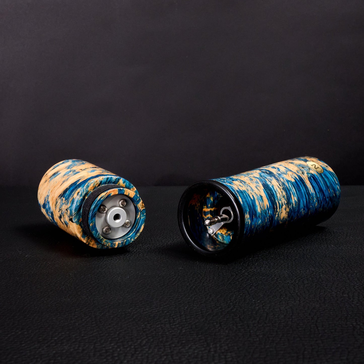 nobleMill® Peppermill Box Elder Burl Blue Stabilized – side profile