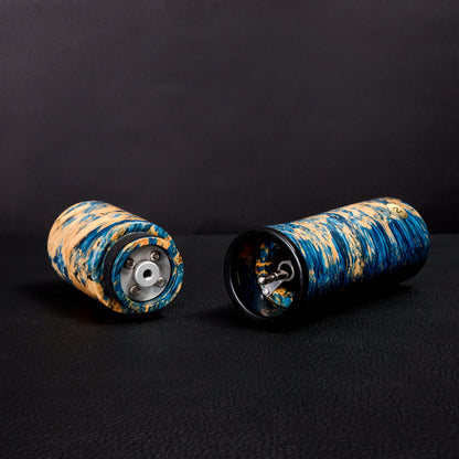 nobleMill® Peppermill Box Elder Burl Blue Stabilized – side profile