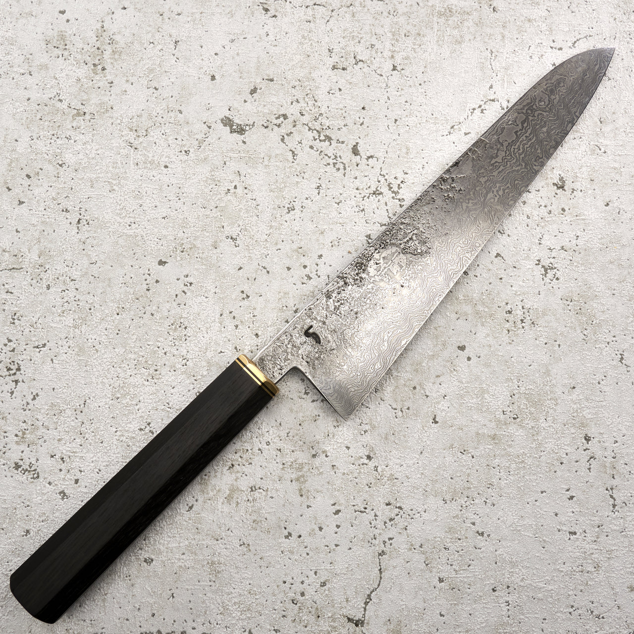 Fredrik Spåre Gyuto 220mm Damascus 1.2419 15n20 Bog Oak with Saya - Blade