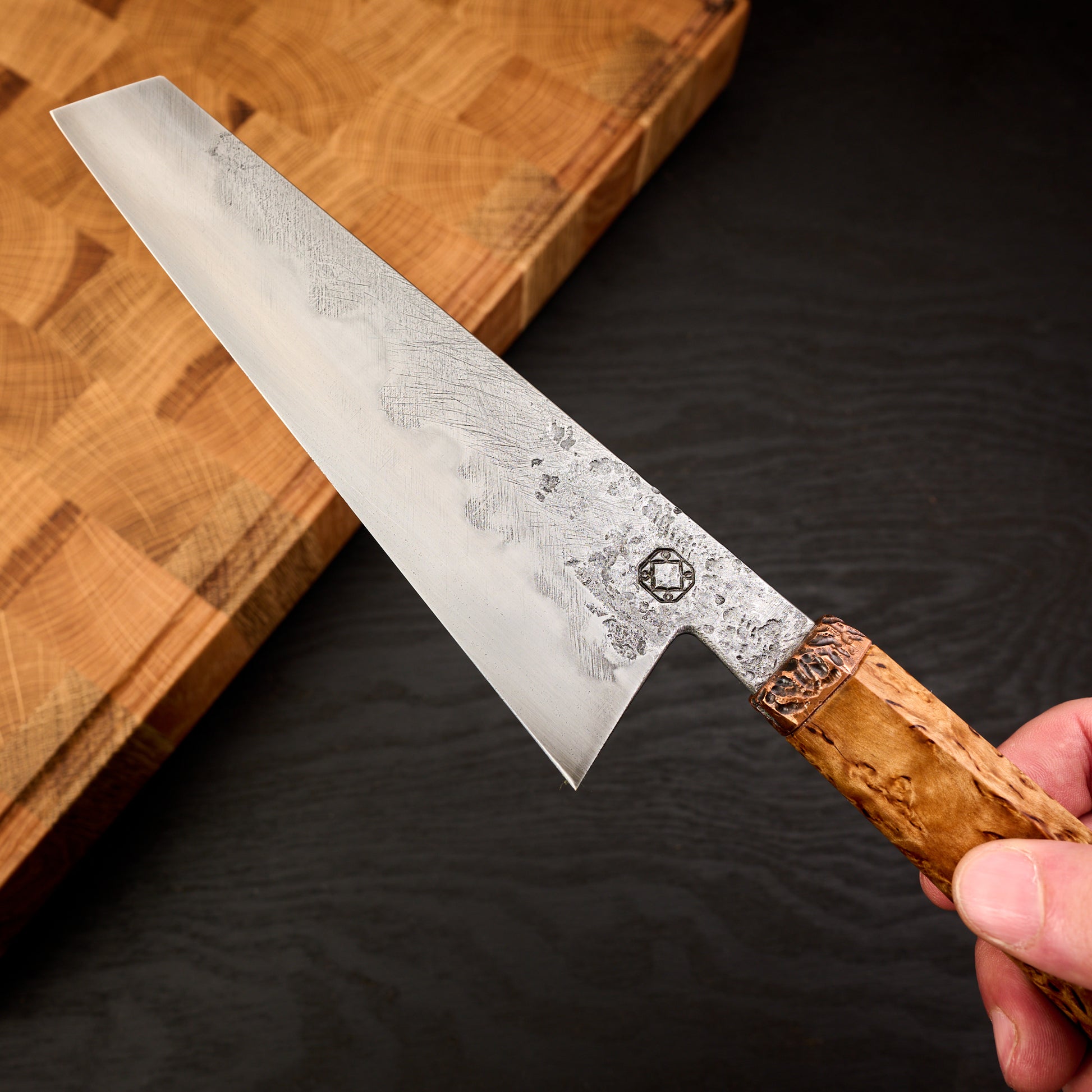 Gyuto 180mm 125SC Honyaki Stabilized Karelian Birch Burl