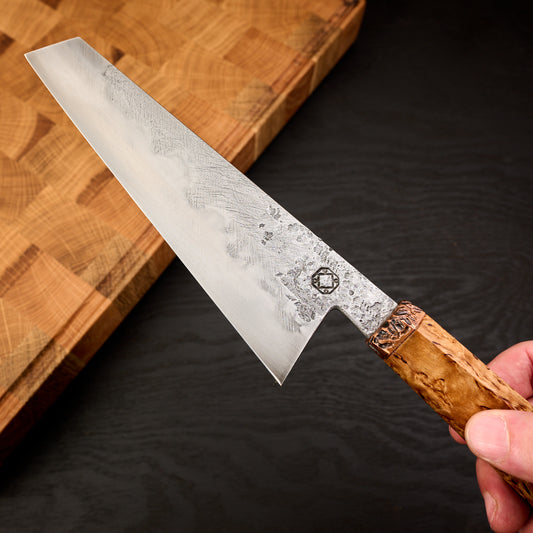Gyuto 180mm 125SC Honyaki Stabilized Karelian Birch Burl