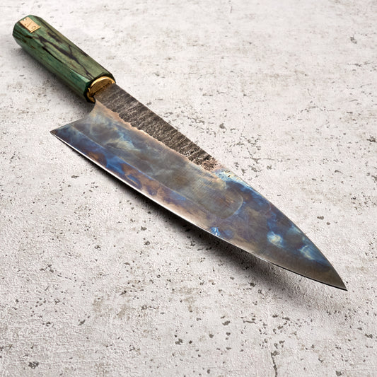 Gyuto 225mm C Grind Spalted Beach & Brass