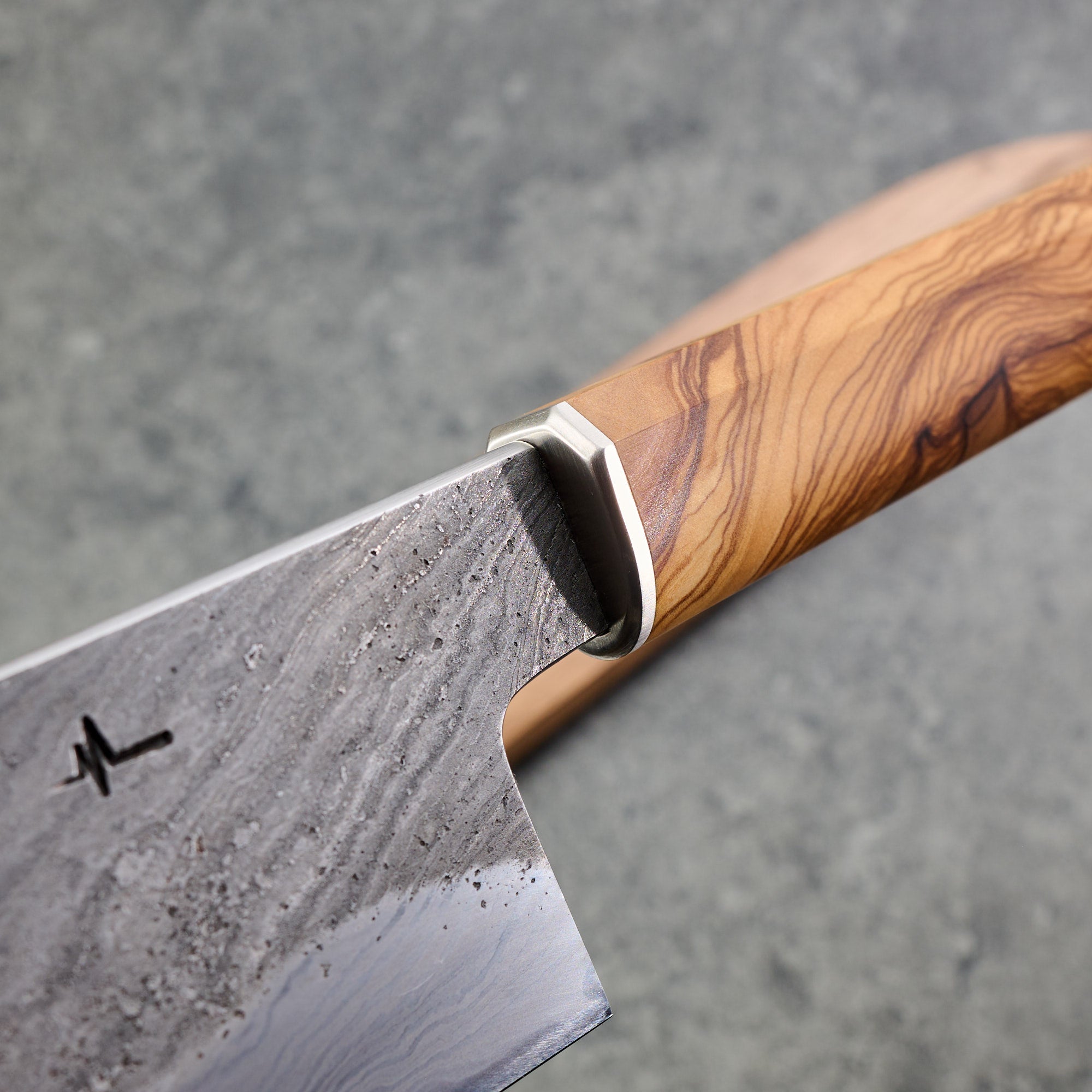 Damascus Knife, Acid Etched with Wood Handle — Heart Horse