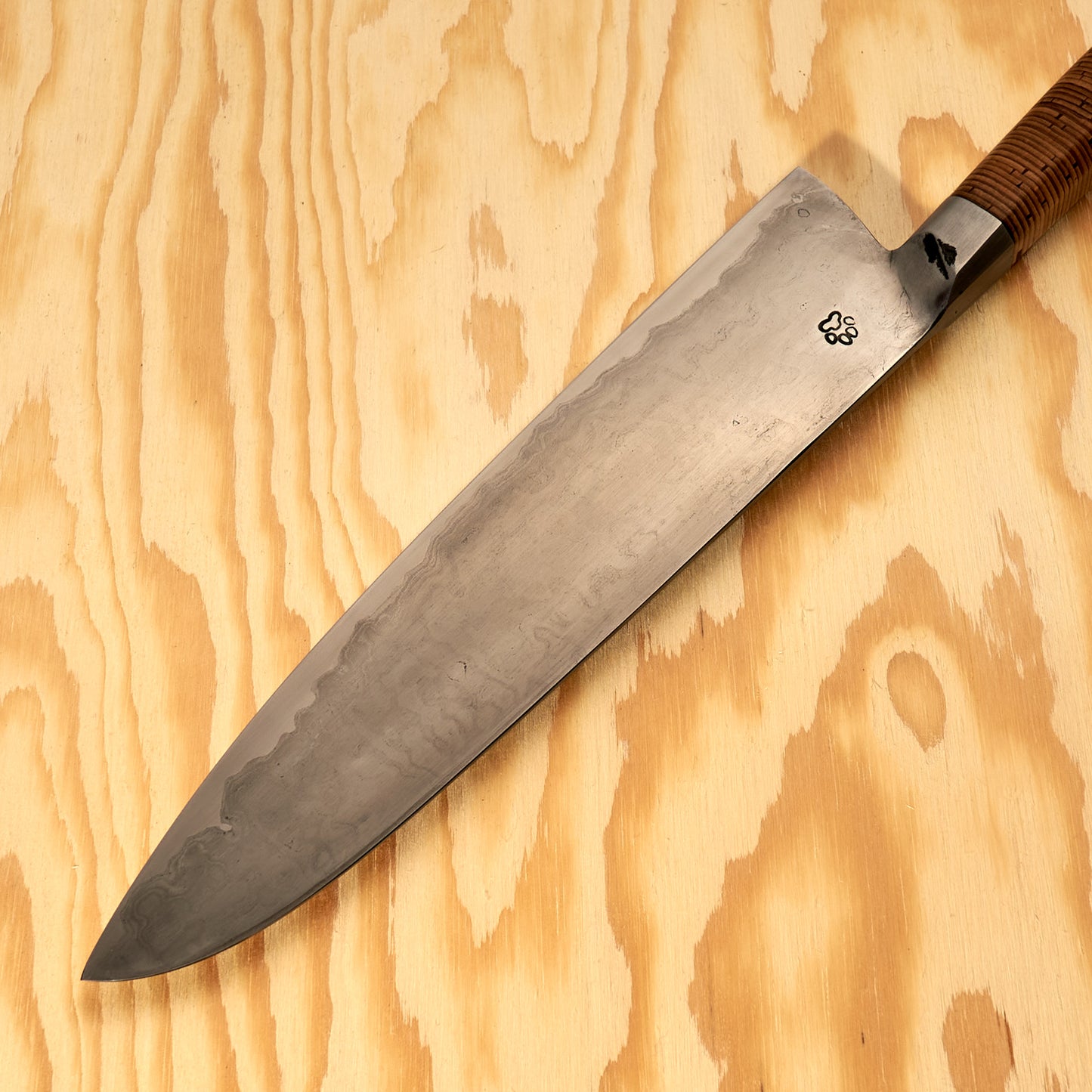 Gyuto 240mm Wrought Iron San Mai Integral Birchbark & Brass