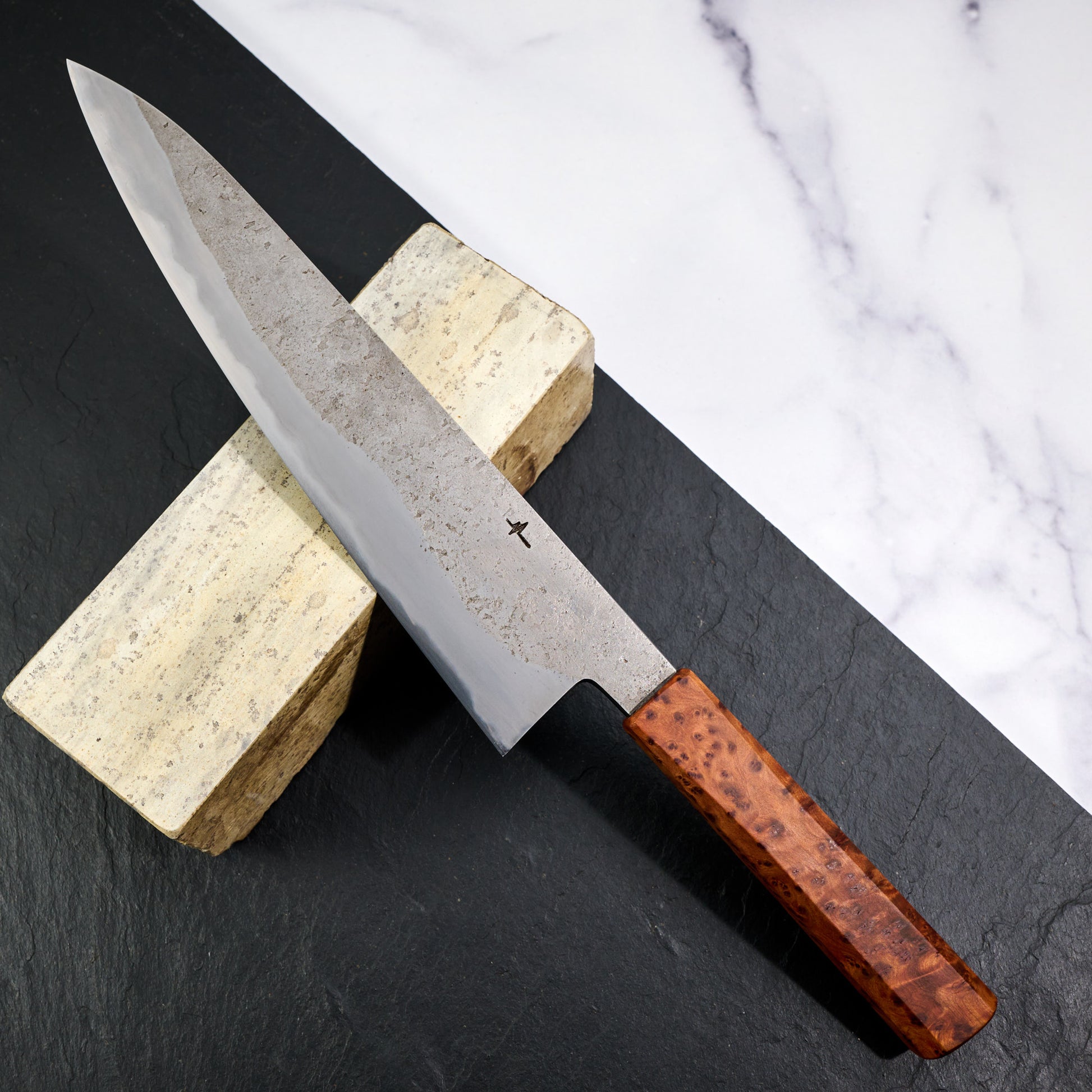 Gyuto 240mm Wrought Iron Clad 135Cr3 Thuya Burl