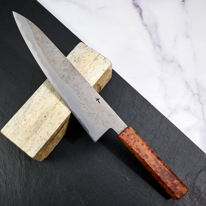 Gyuto 240mm Wrought Iron Clad 135Cr3 Thuya Burl