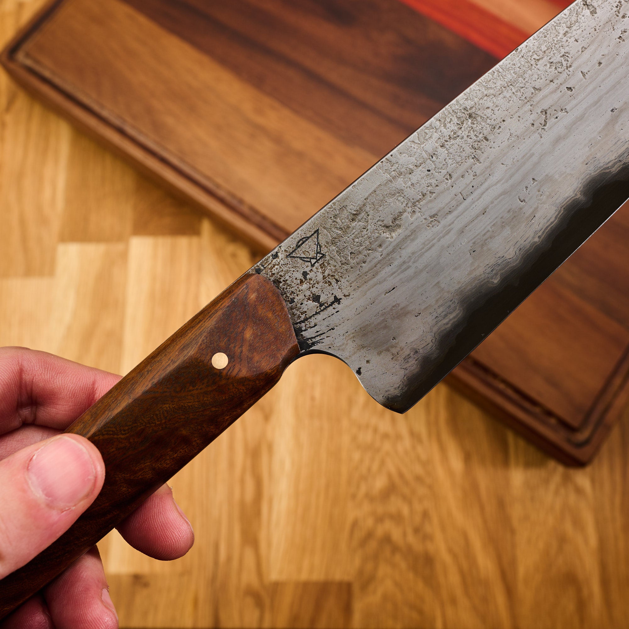 Wrought Iron Clad San Mai Chefs Knife