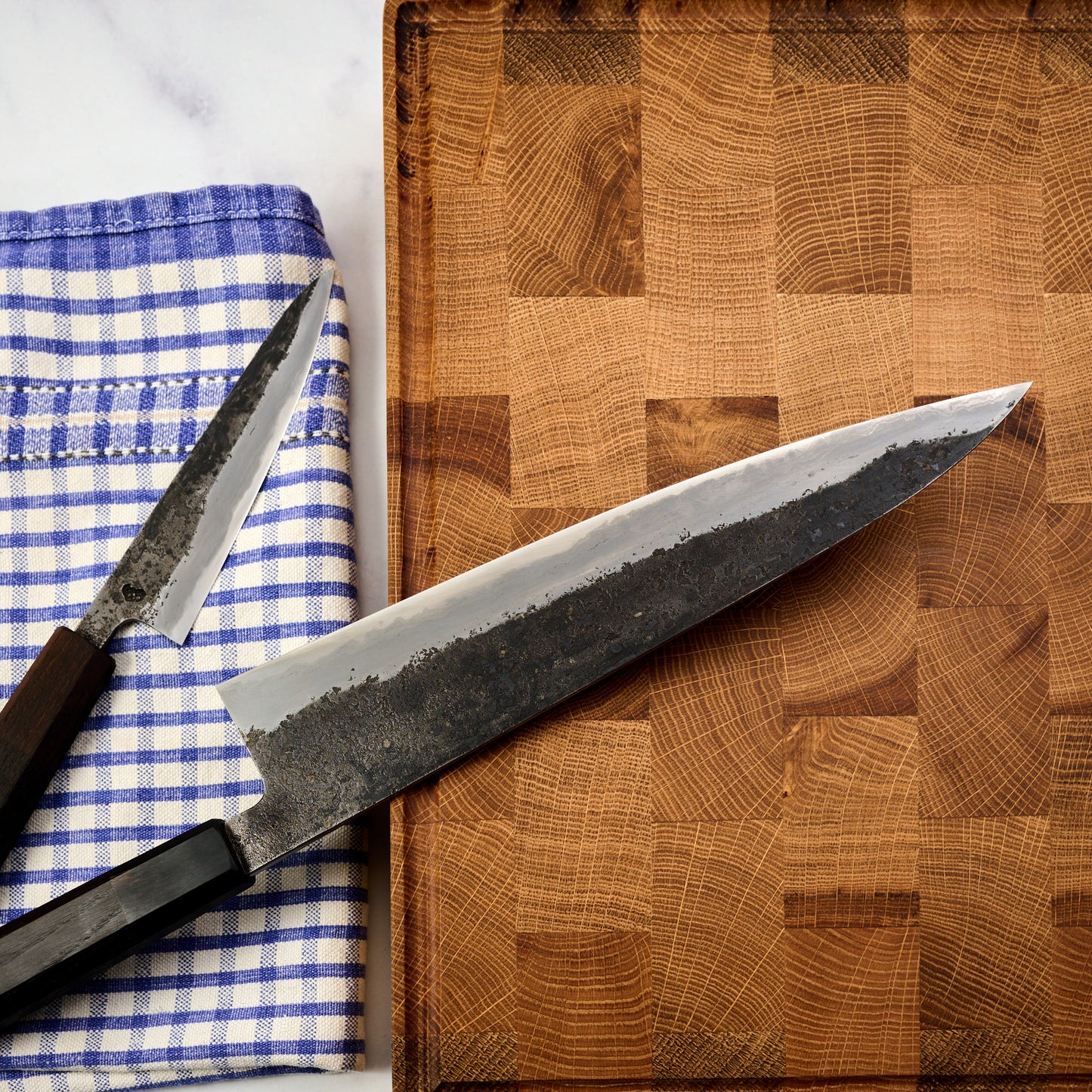Gyuto 245mm & Petty 130mm Wrought Iron Clad Shirogami #1