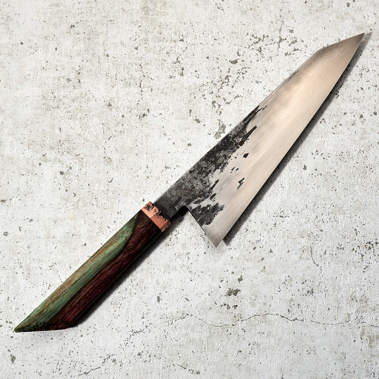 made by karyś Gyuto 215mm 125sc Honyaki Linear Texture Hamon - Ukraine Auction - Blade