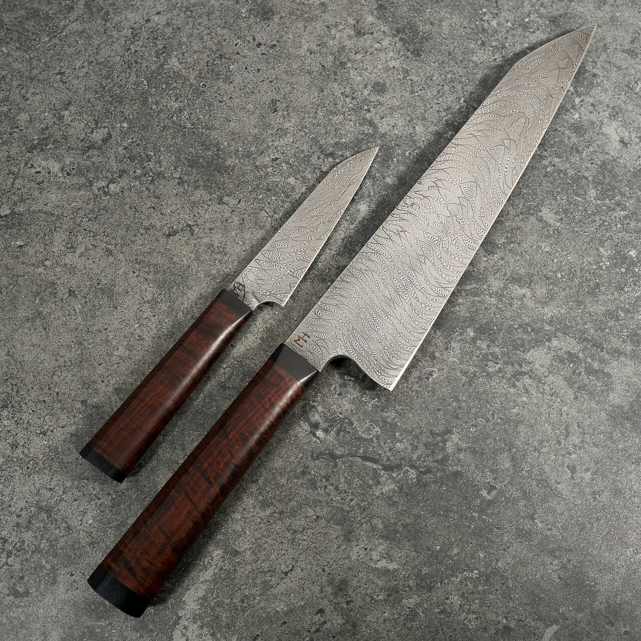 Martin Huber Gyuto 240mm & Petty 100mm "X" Mosaic Damascus Set - Blade