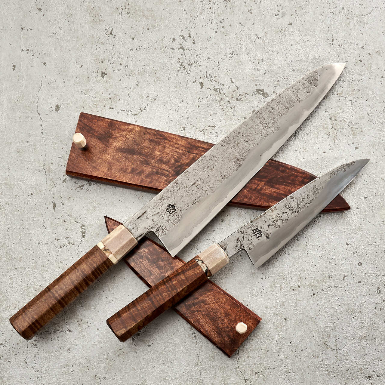 Isasmedjan Gyuto 250mm & 150mm Wrought Iron Clad Kasumi San Mai Set - Set