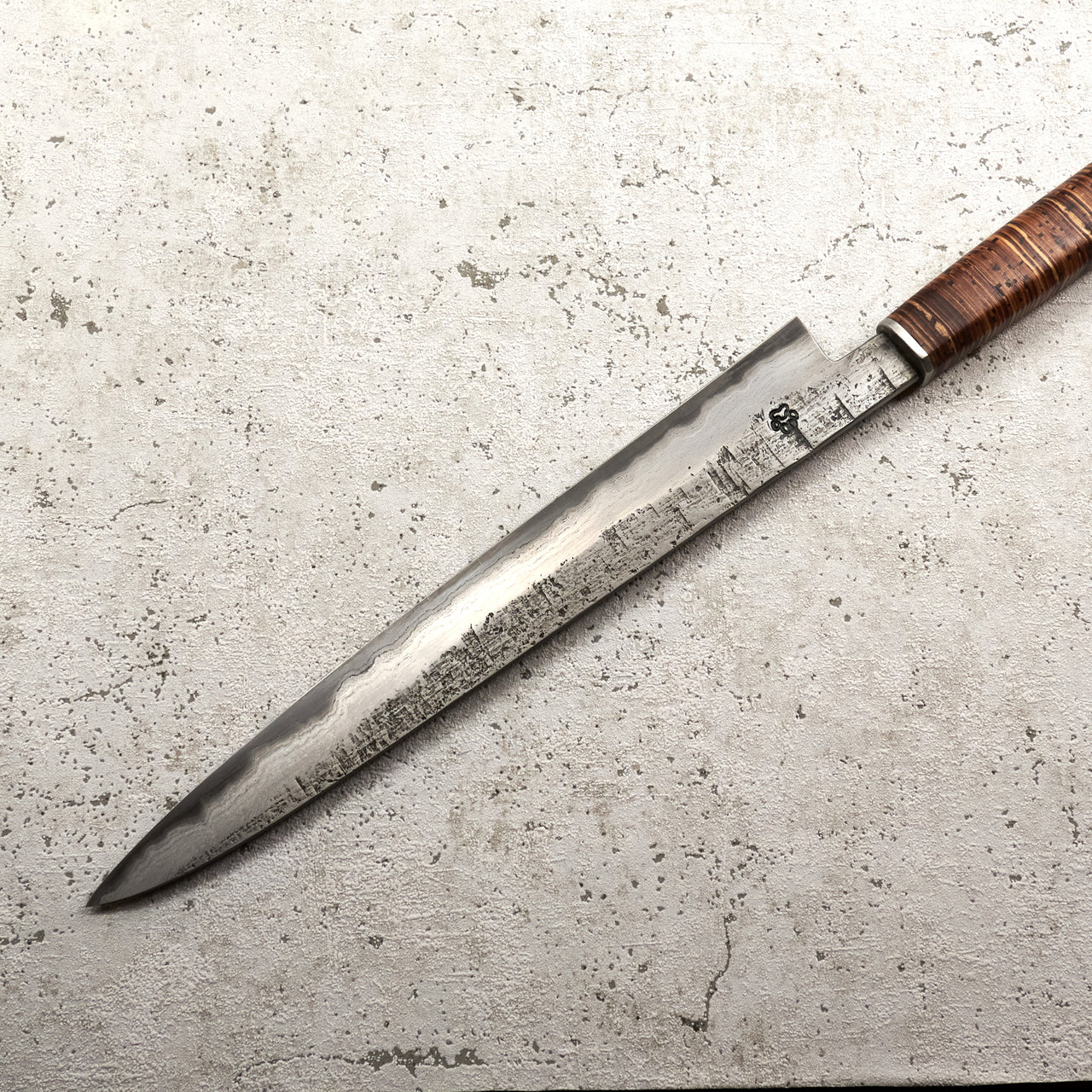 Isasmedjan Sujihiki 270mm Wrought Iron Clad - Birch Bark Handle - Profile