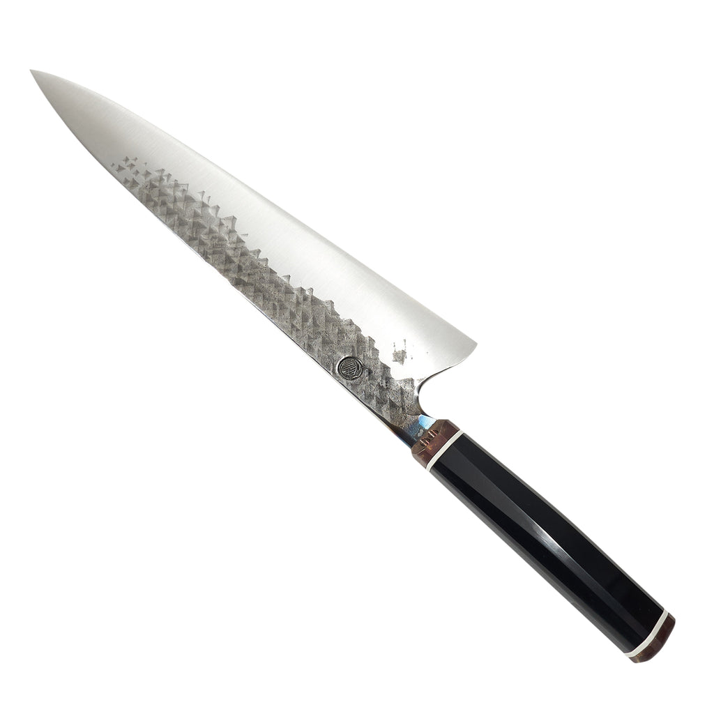 Kamon Knives Gyuto 250mm Pyramid Kurouchi 1.2519 - Blade