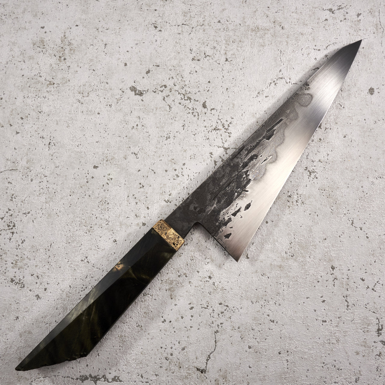 Karol Karyś Gyuto 220mm 125sc Honyaki Linear Texture Hamon - Blade