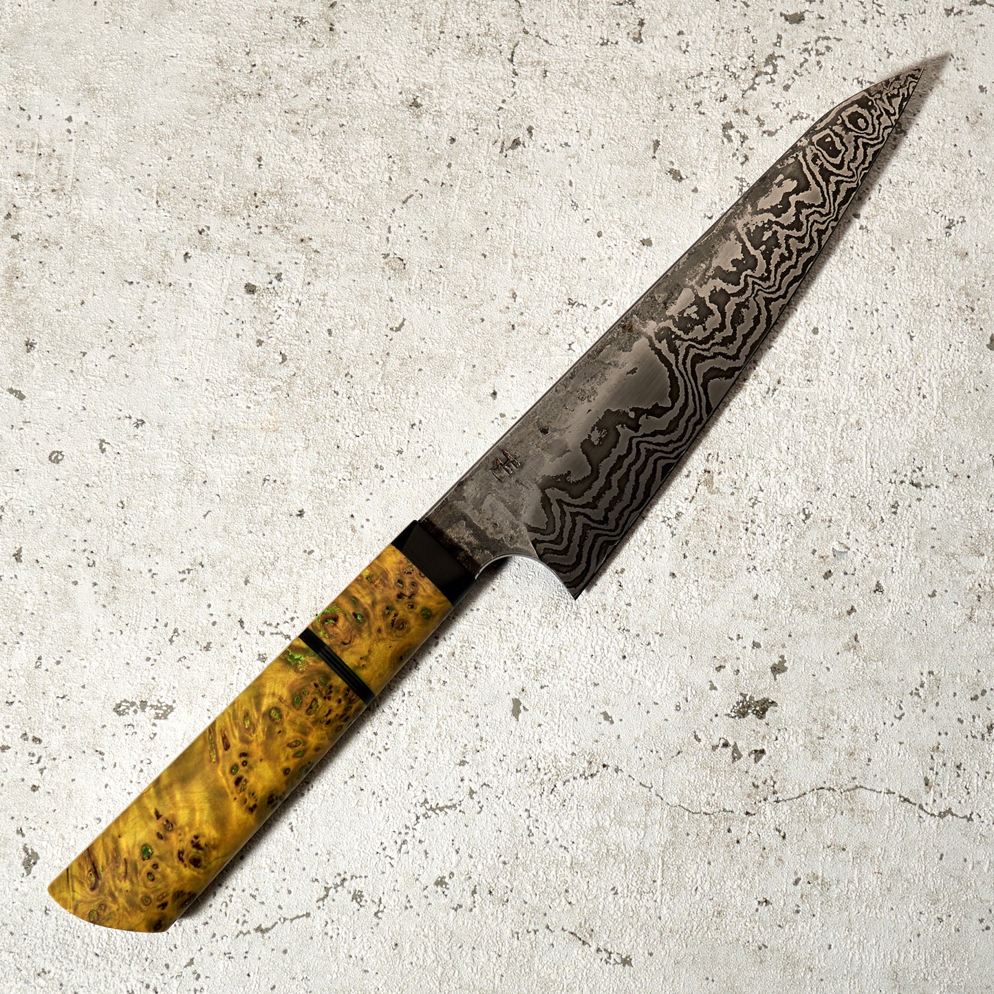 Petty 175mm 24 Layer Damascus Poplar Burl, Carbon & G10