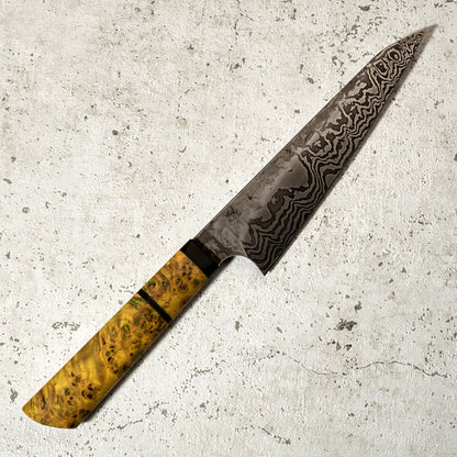 Petty 175mm 24 Layer Damascus Poplar Burl, Carbon & G10
