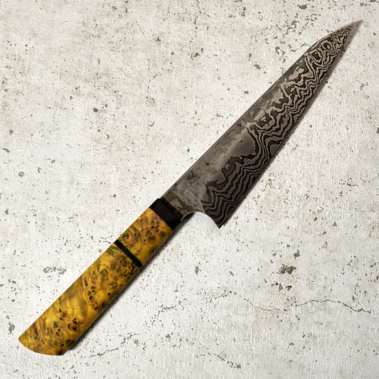 Petty 175mm 24 Layer Damascus Poplar Burl, Carbon & G10