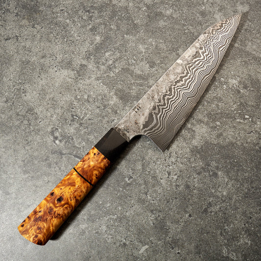 Santoku 180mm Damascus 'Fire & Sonic Waves'