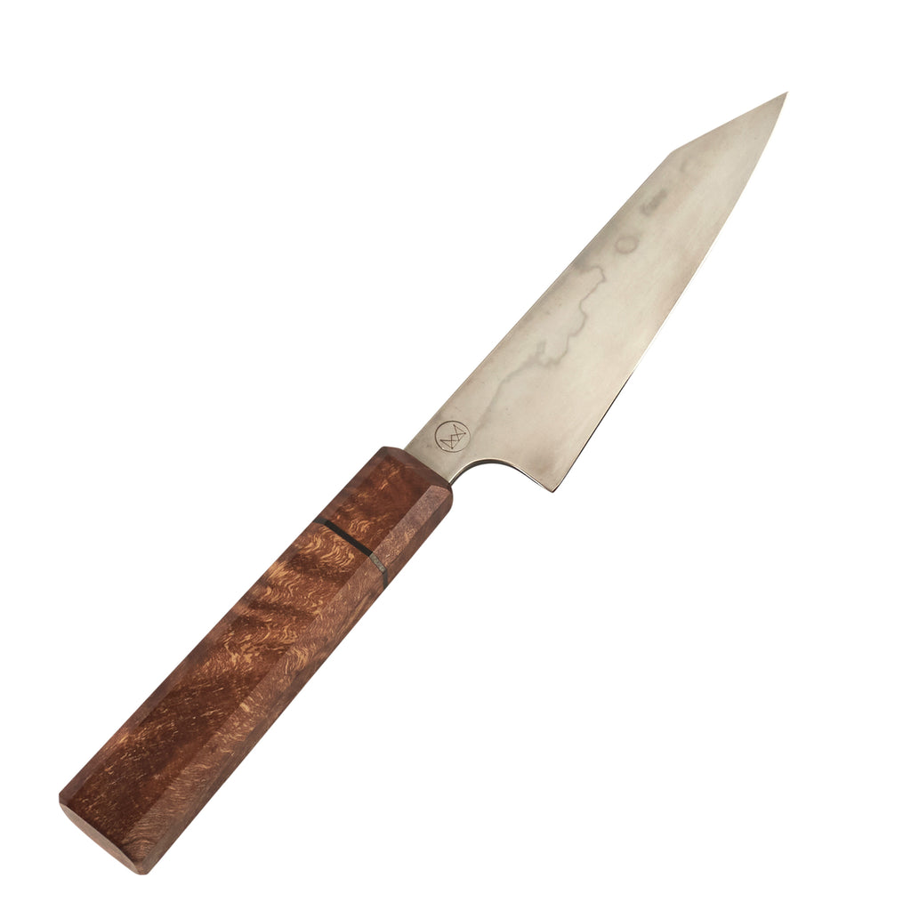 ScheepersBuilt Petty 150mm Honyaki W1 - Karelian Birch - Blade