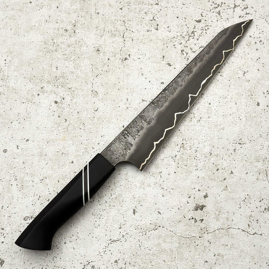 Martin Huber Slicer 200mm 1.2842 San Mai with Nickel Inlay with G10 Carbon Handle - Blade