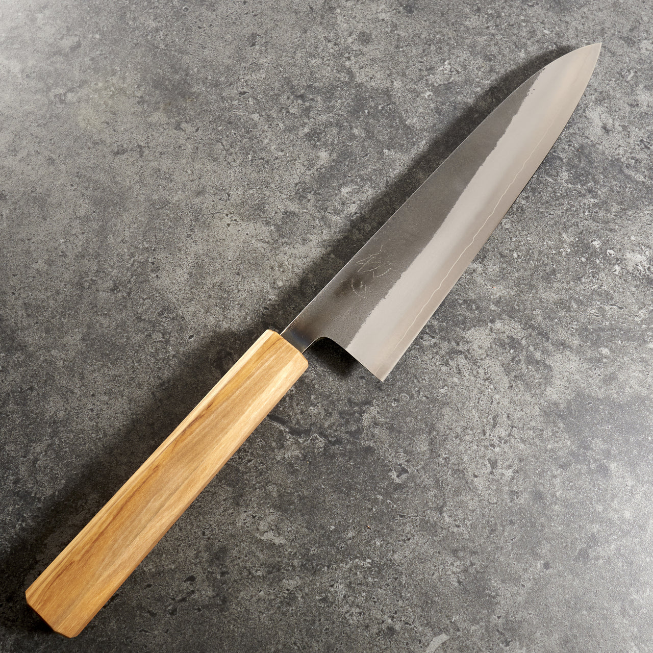 Yoshikane SKD Gyuto 210mm with Mono Olive Wood Handle - Blade