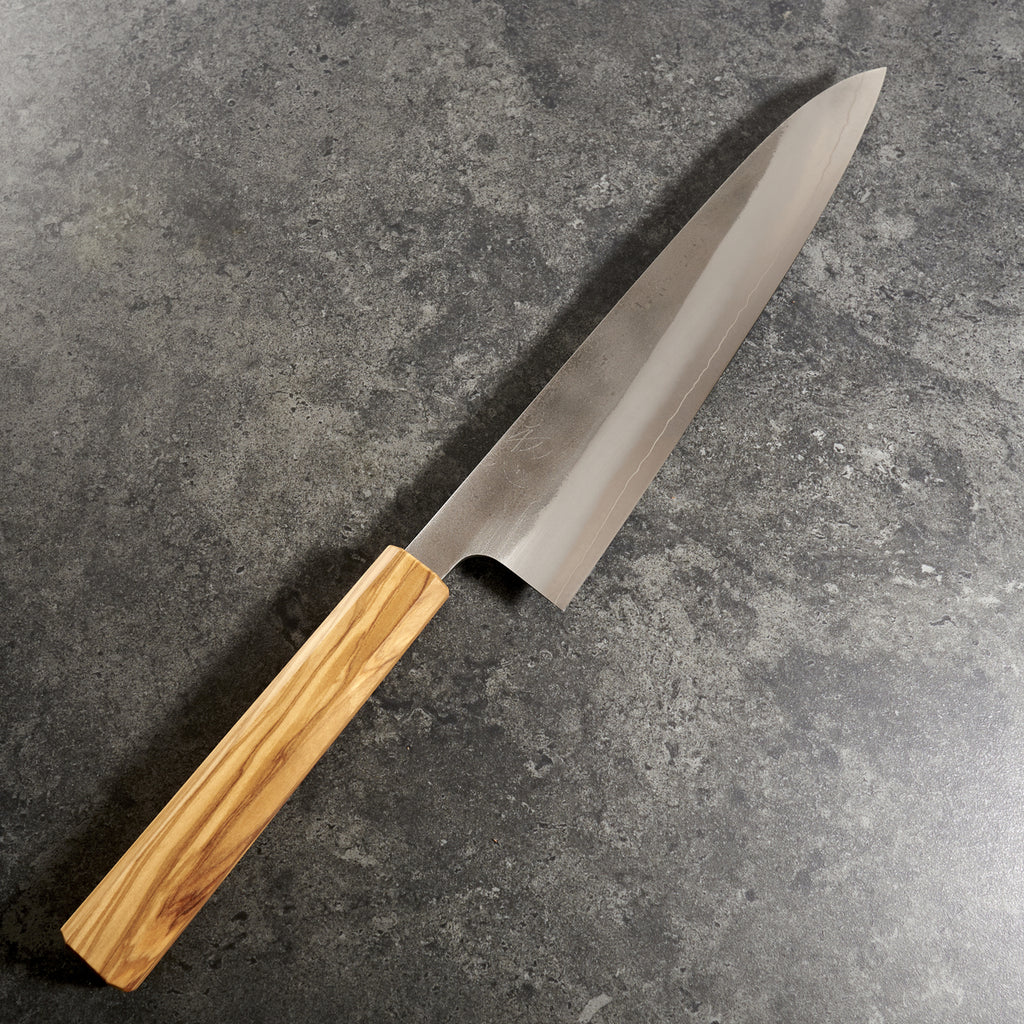 Yoshikane SKD Gyuto 240mm with Mono Olive Wood Handle - Blade