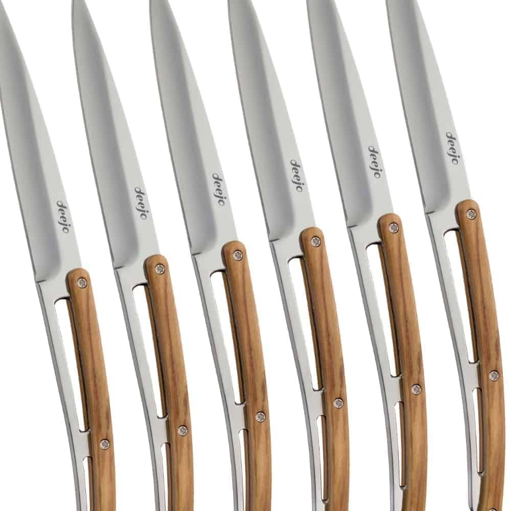 Knife Set German Steel Natural Wood Mirror Blade Kitchen Knives